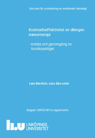 Omslag för publikation 'Kostnadseffektivitet av allergen immunterapi: analys och genomgång av kunskapsläget'